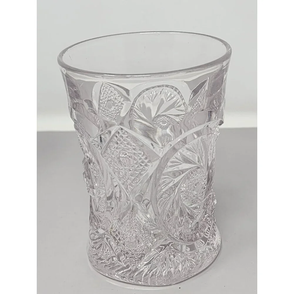 Vintage Miss Matched Cut‎ Glass Tumbler With Intricate Floral Geometric Patterns